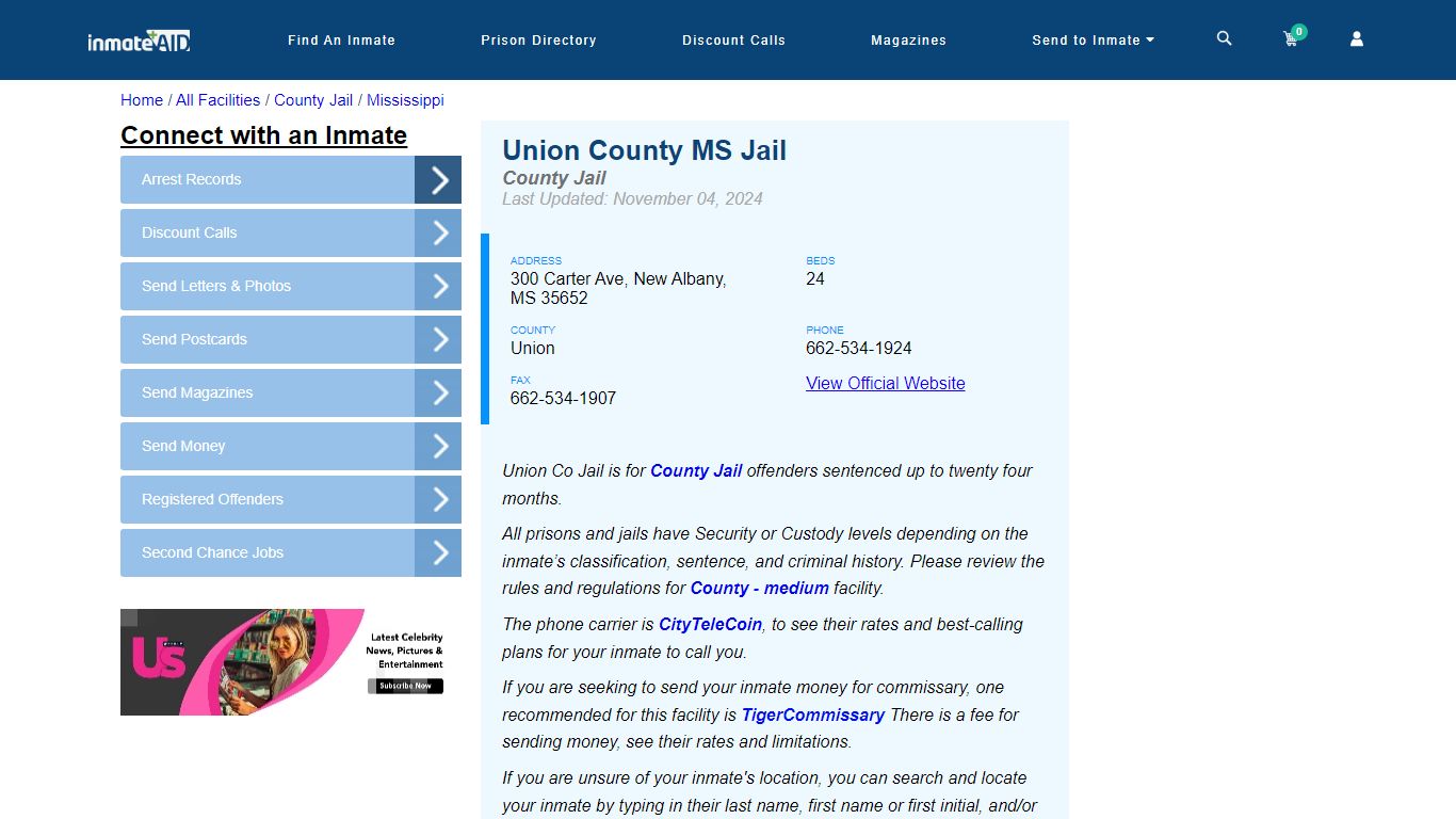 Union County MS Jail - Inmate Locator